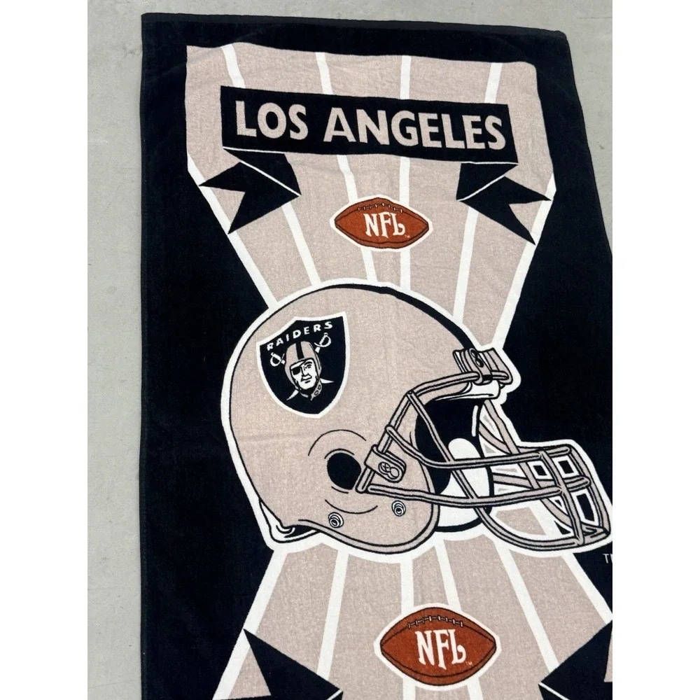 Vintage 1994 Los Angeles Raiders Beach Towel Team NFL Cotton 30x60 Rare Black